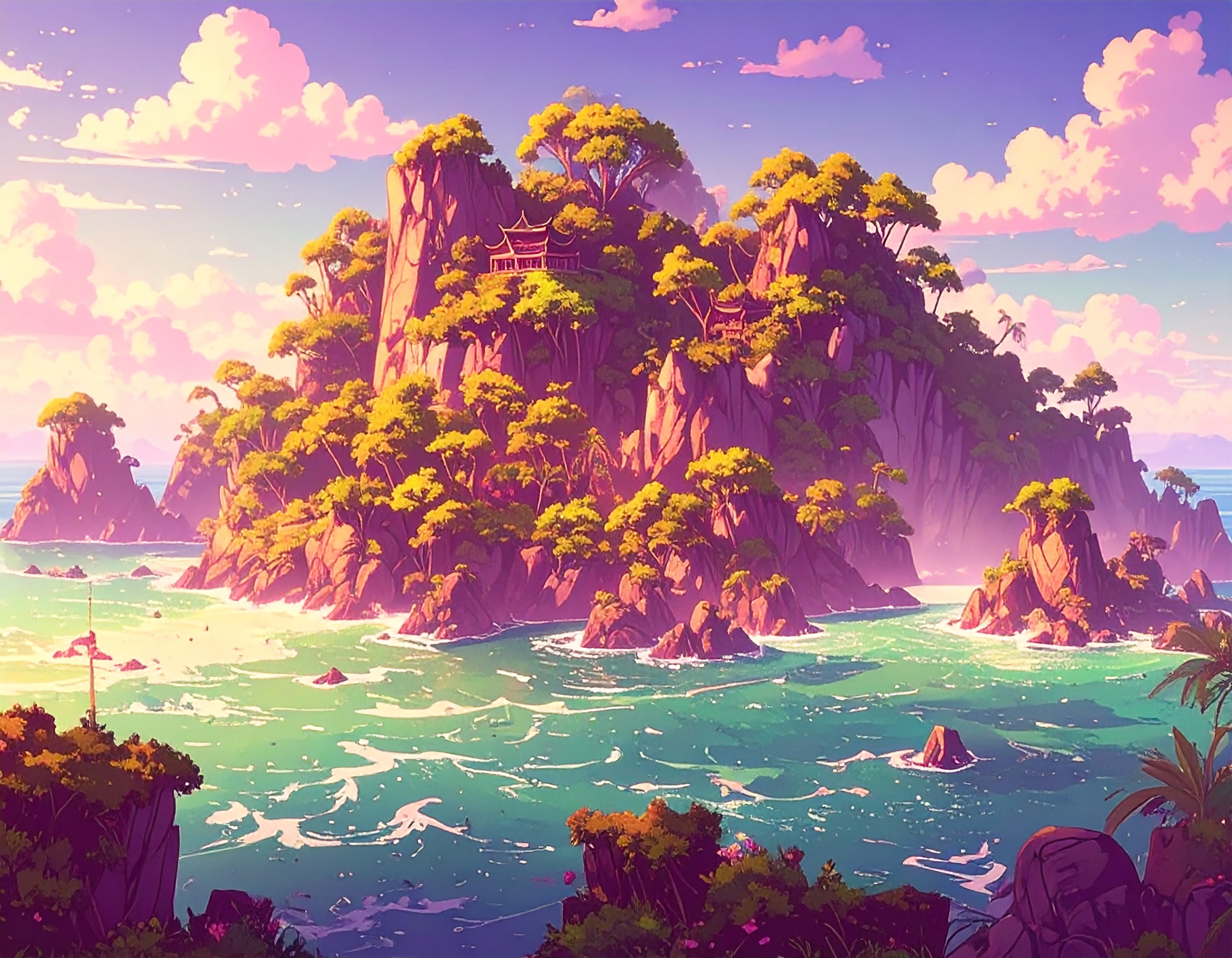 The Forgotten Isle shrouded in mist, an ancient and mysterious location in the realm of Eldros