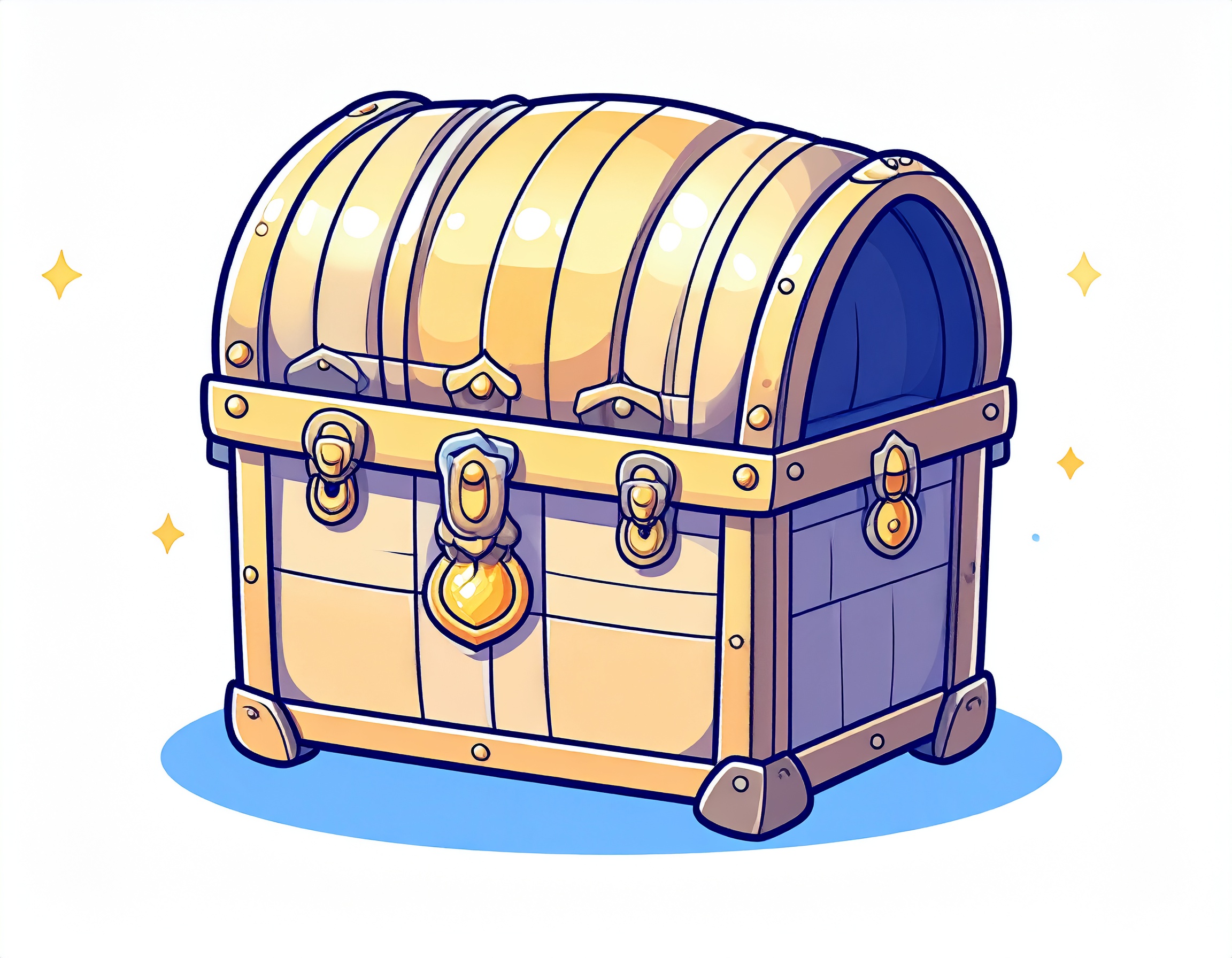 Golden Sun Chest - ornate golden chest containing valuable treasures and mystical items